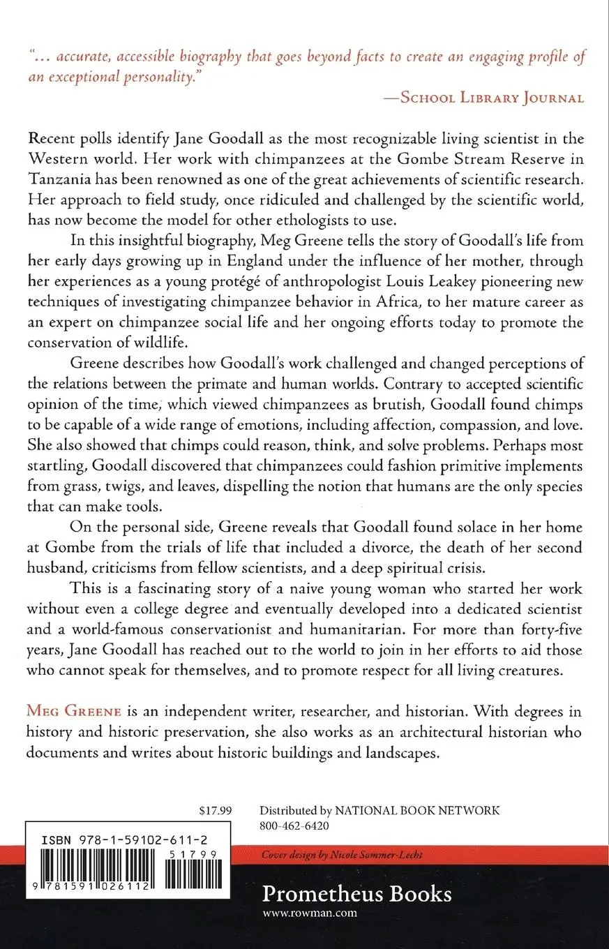 Rückseite: 9781591026112 | Jane Goodall | A Biography | Meg Greene | Taschenbuch | Englisch