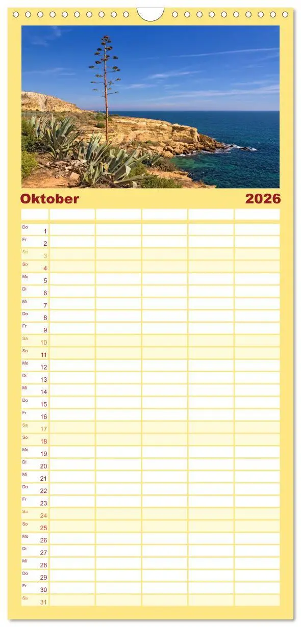 Bild: 9783516506112 | Familienplaner 2026 - Algarve - Küstenlandschaften mit 5 Spalten...