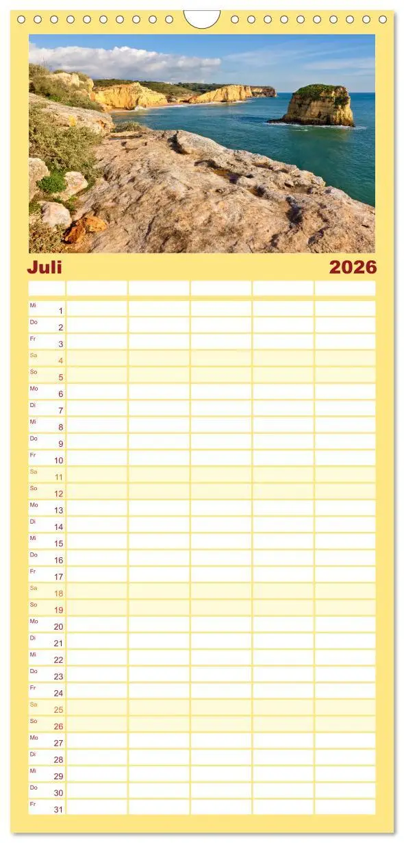 Bild: 9783516506112 | Familienplaner 2026 - Algarve - Küstenlandschaften mit 5 Spalten...