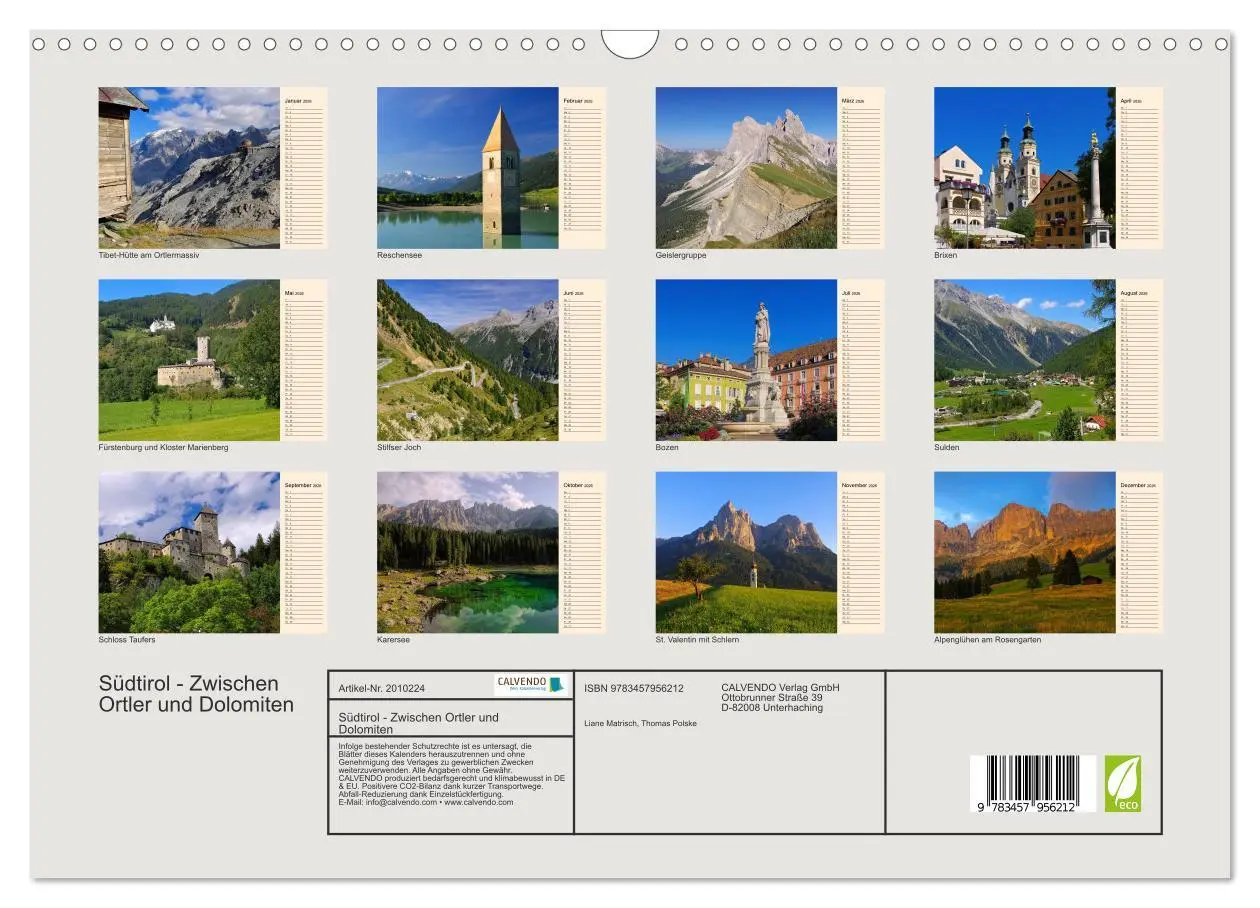 Bild: 9783457956212 | Südtirol - Zwischen Ortler und Dolomiten (Wandkalender 2026 DIN A3...