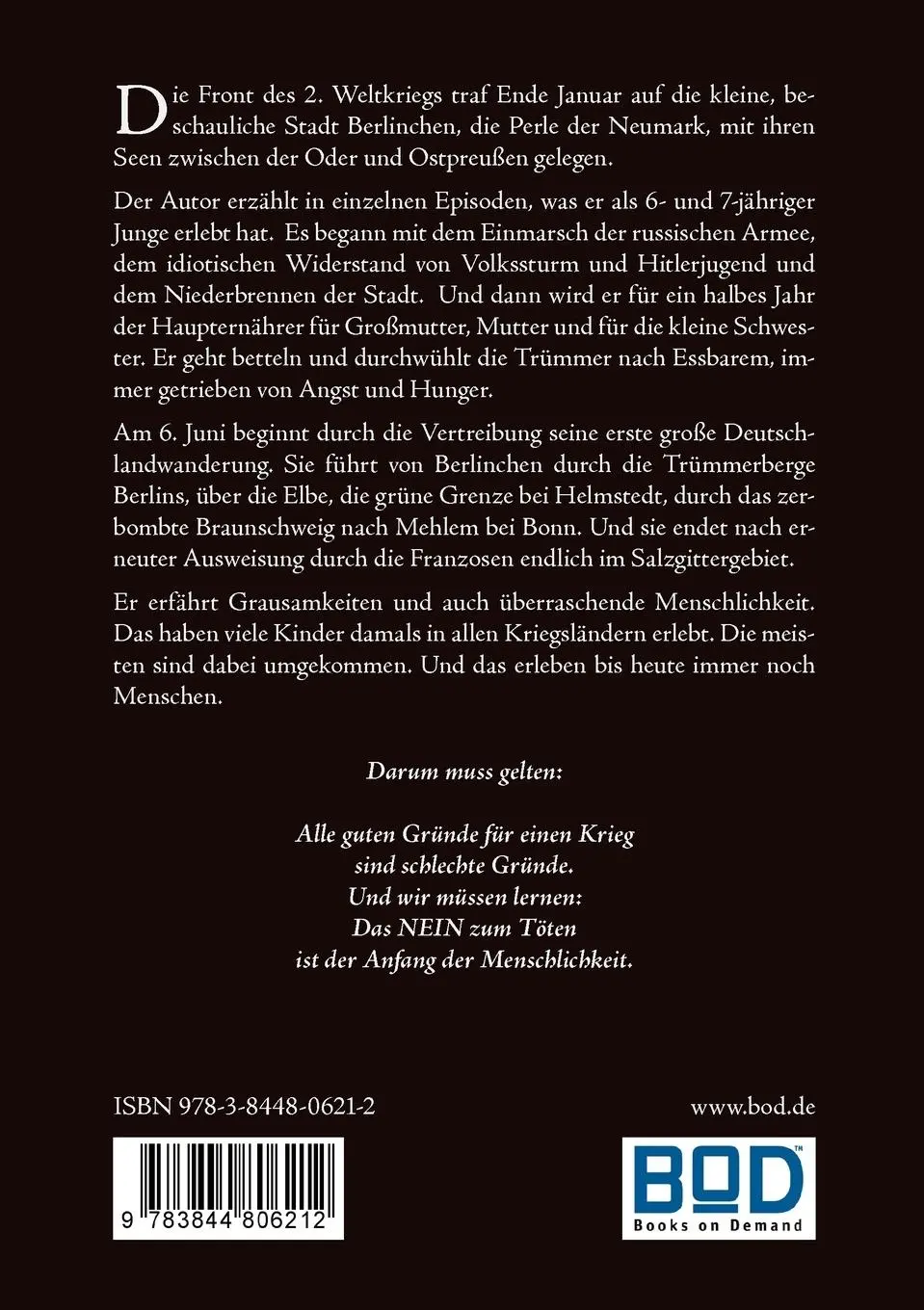 Rückseite: 9783844806212 | Kindergeschichten vom Krieg 1945 | Hans Goswin Clemen | Taschenbuch