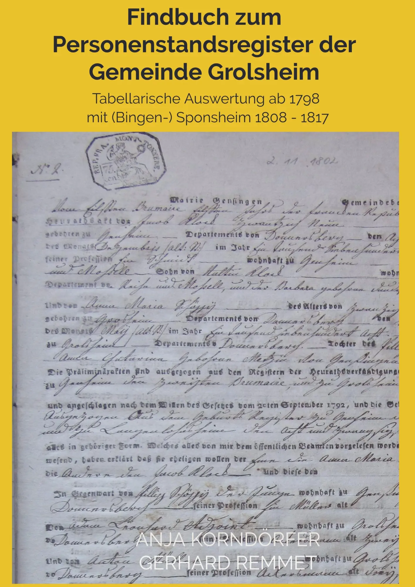 Cover: 9789463986212 | Findbuch zum Personenstandsregister der Gemeinde Grolsheim | Buch