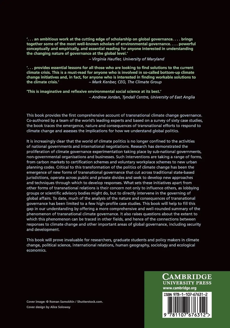 Rückseite: 9781107676312 | Transnational Climate Change Governance | Harriet Bulkeley (u. a.)