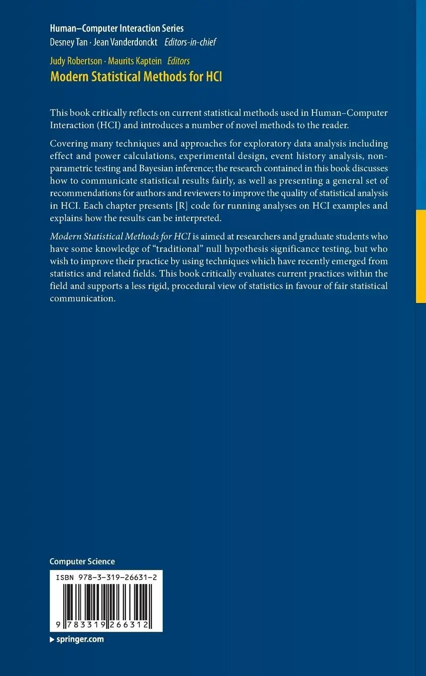Rückseite: 9783319266312 | Modern Statistical Methods for HCI | Maurits Kaptein (u. a.) | Buch
