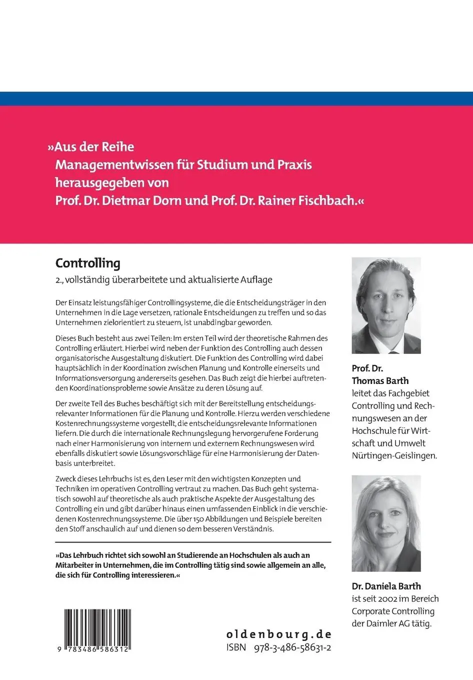 Rückseite: 9783486586312 | Controlling | Daniela Barth (u. a.) | Taschenbuch | XV | Deutsch
