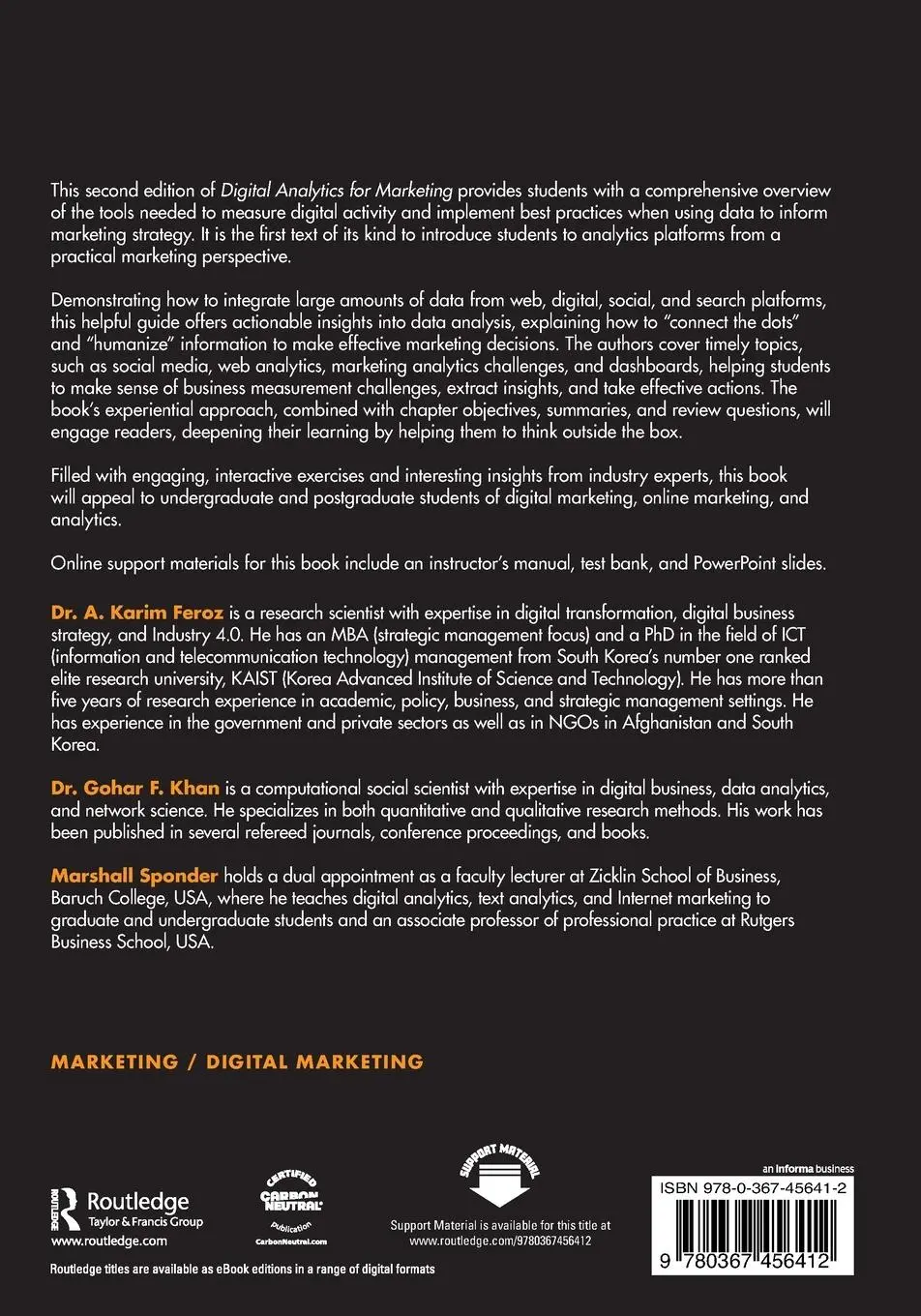Rückseite: 9780367456412 | Digital Analytics for Marketing | A. Karim Feroz (u. a.) | Taschenbuch