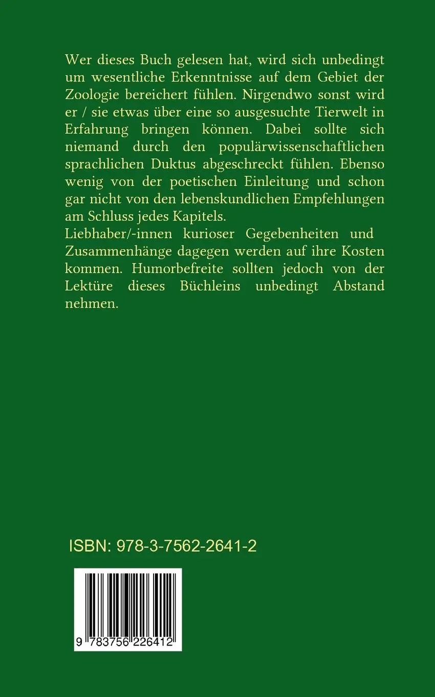 Rückseite: 9783756226412 | K. Lauers Tierleben | absonderliche Tiergeschichten | Hans Brunswig