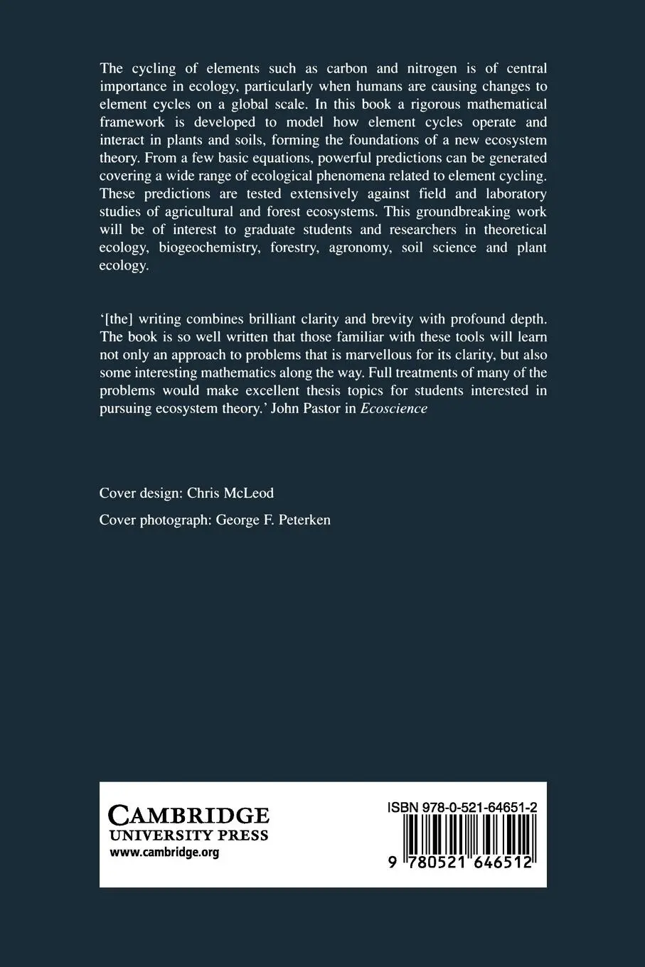 Rückseite: 9780521646512 | Theoretical Ecosystem Ecology | Understanding Element Cycles | Buch