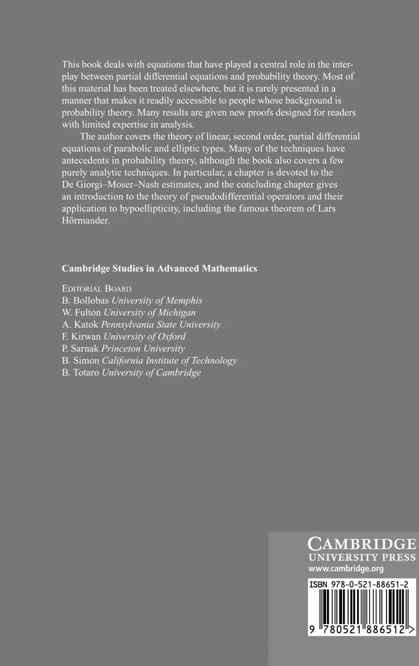 Rückseite: 9780521886512 | Partial Differential Equations for Probabilists | Daniel W. Stroock