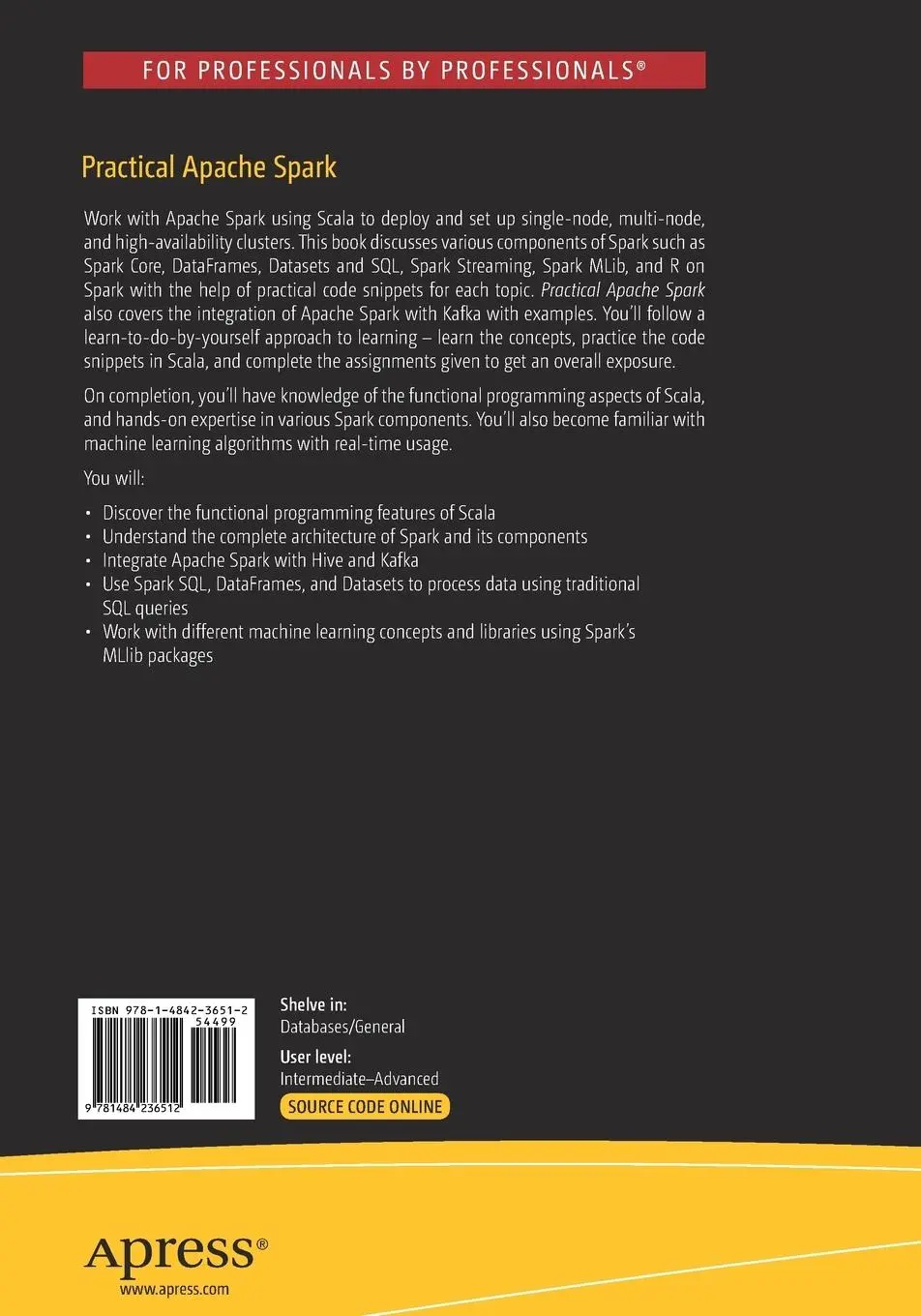 Rückseite: 9781484236512 | Practical Apache Spark | Using the Scala API | Ganesan (u. a.) | Buch