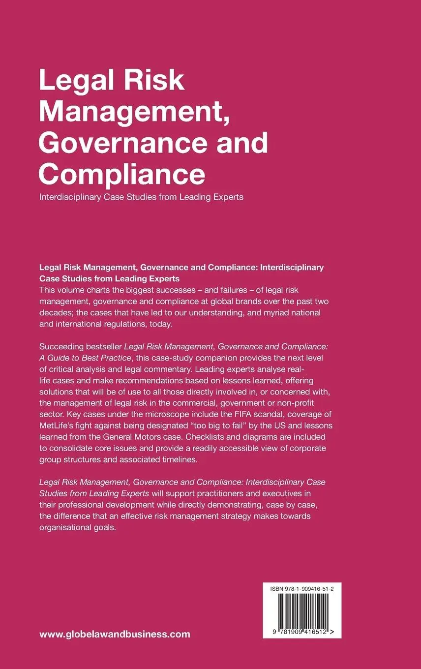 Rückseite: 9781909416512 | Legal Risk Management, Governance and Compliance | Weinstein (u. a.)