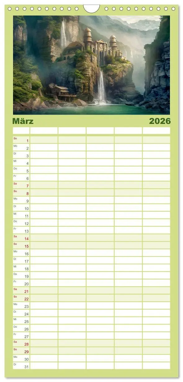 Bild: 9783516496512 | Familienplaner 2026 - Im Reich der Elben mit 5 Spalten...