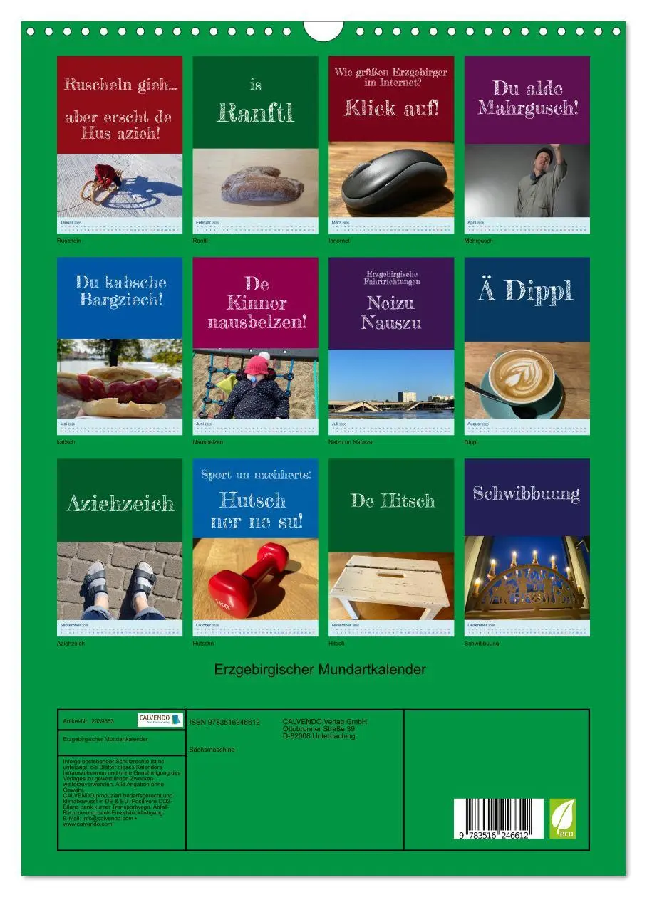 Bild: 9783516246612 | Erzgebirgischer Mundartkalender (Wandkalender 2026 DIN A3 hoch),...