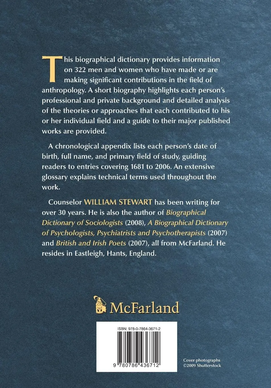 Rückseite: 9780786436712 | Biographical Dictionary of Anthropologists | William Stewart | Buch
