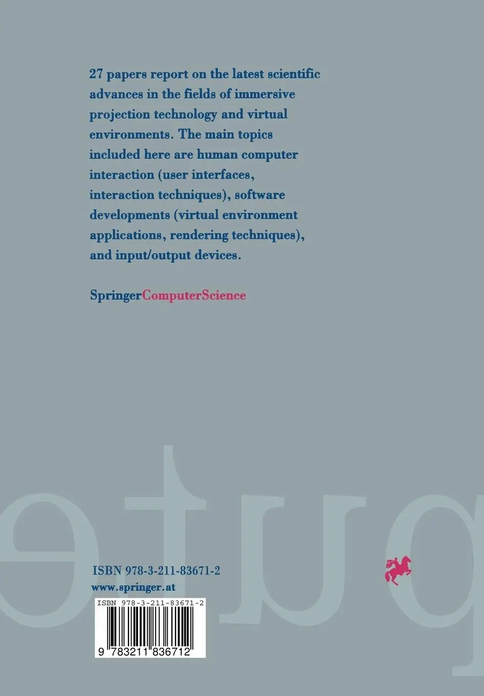 Rückseite: 9783211836712 | Immersive Projection Technology and Virtual Environments 2001 | Buch