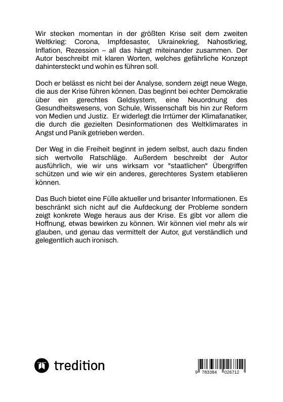 Rückseite: 9783384026712 | Aus der Systemkrise zur Freiheit | Chancen und Lösungen | Bering
