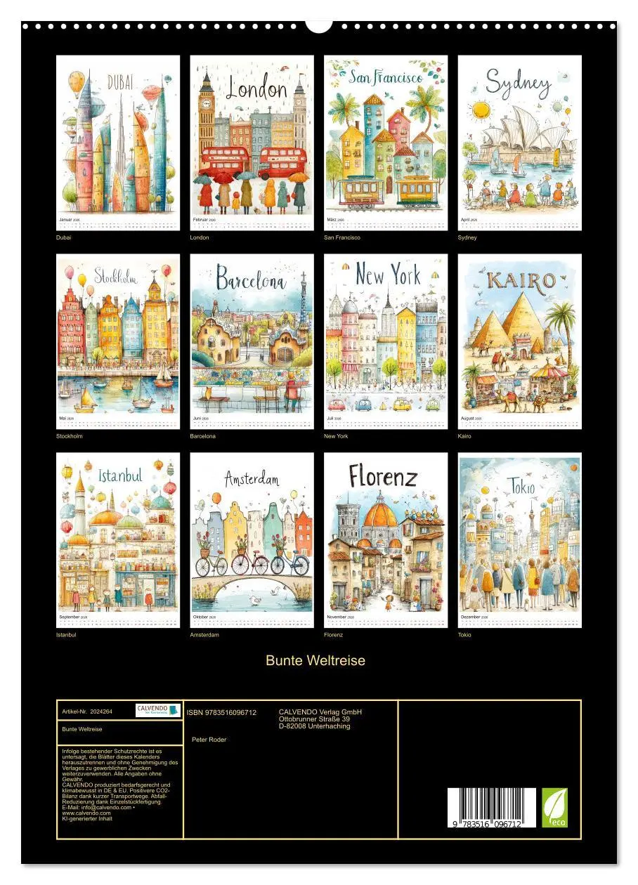 Bild: 9783516096712 | Bunte Weltreise (hochwertiger Premium Wandkalender 2026 DIN A2...