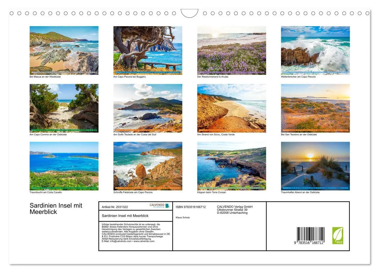 Bild: 9783516166712 | Sardinien Insel mit Meerblick (Wandkalender 2026 DIN A3 quer),...
