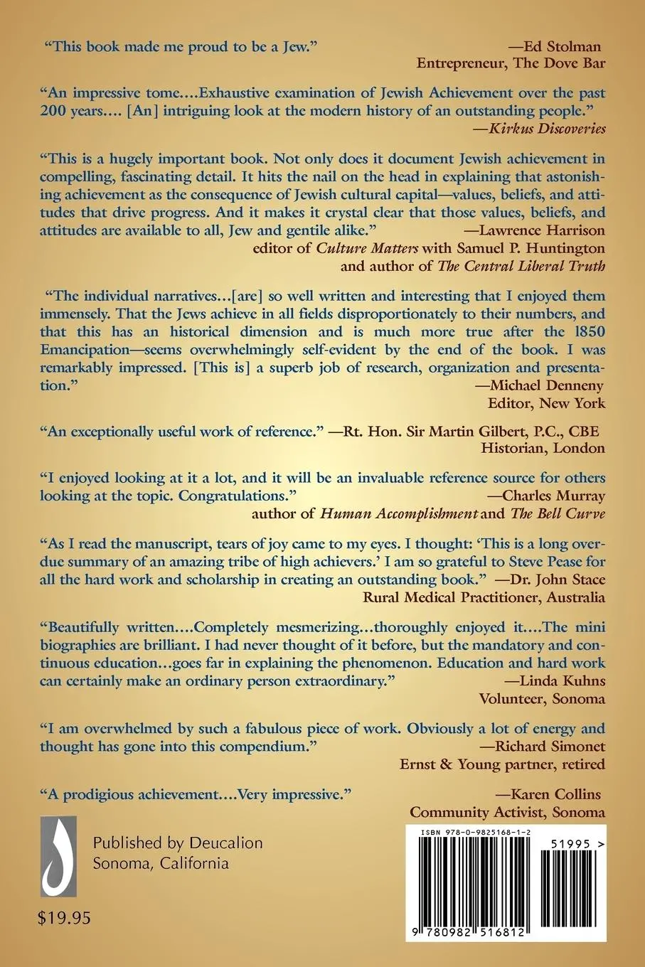 Rückseite: 9780982516812 | The Golden Age of Jewish Achievement | Steven L. Pease | Taschenbuch