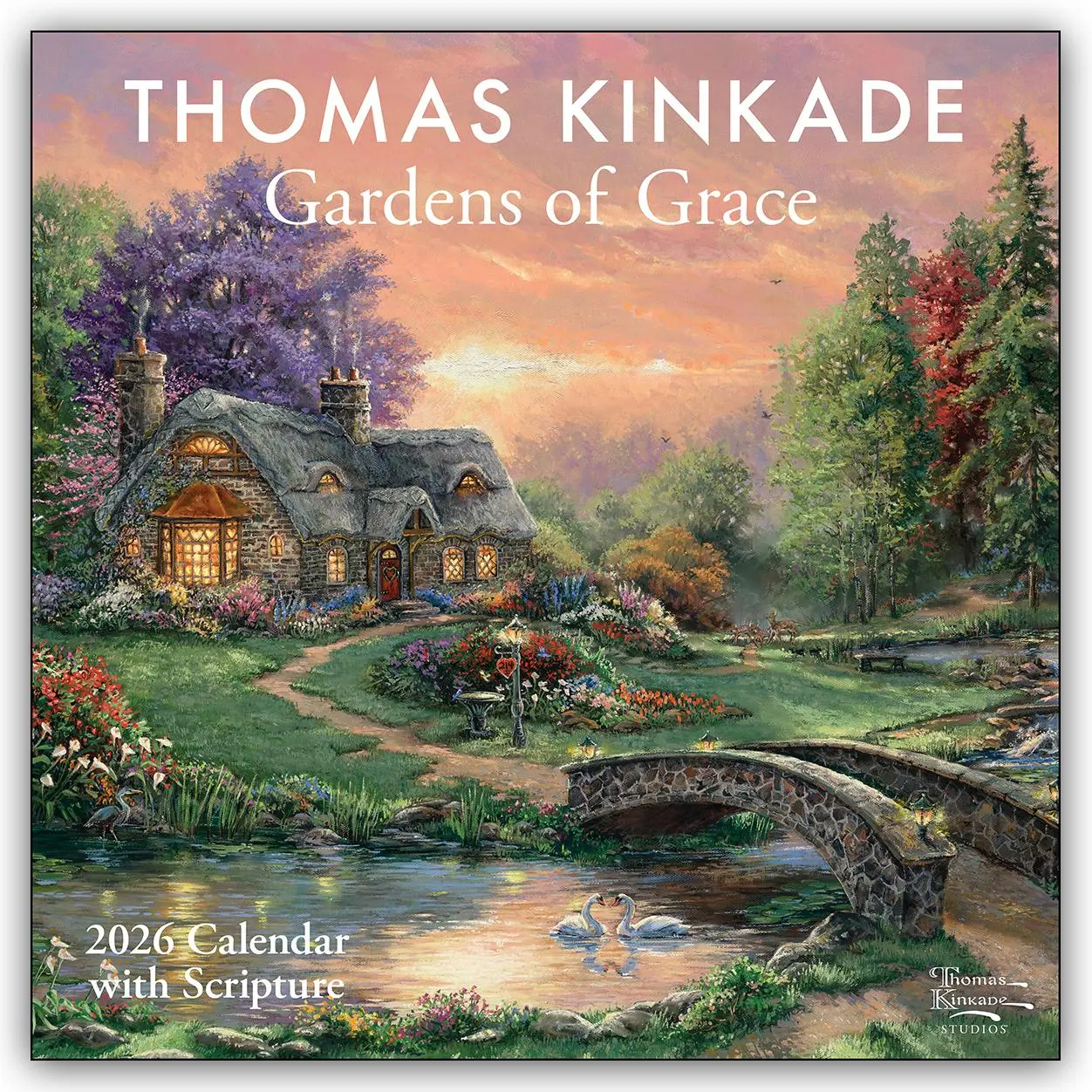 Cover: 9781524896812 | Thomas Kinkade Gardens of Grace 2026 Wall Calendar with Scripture