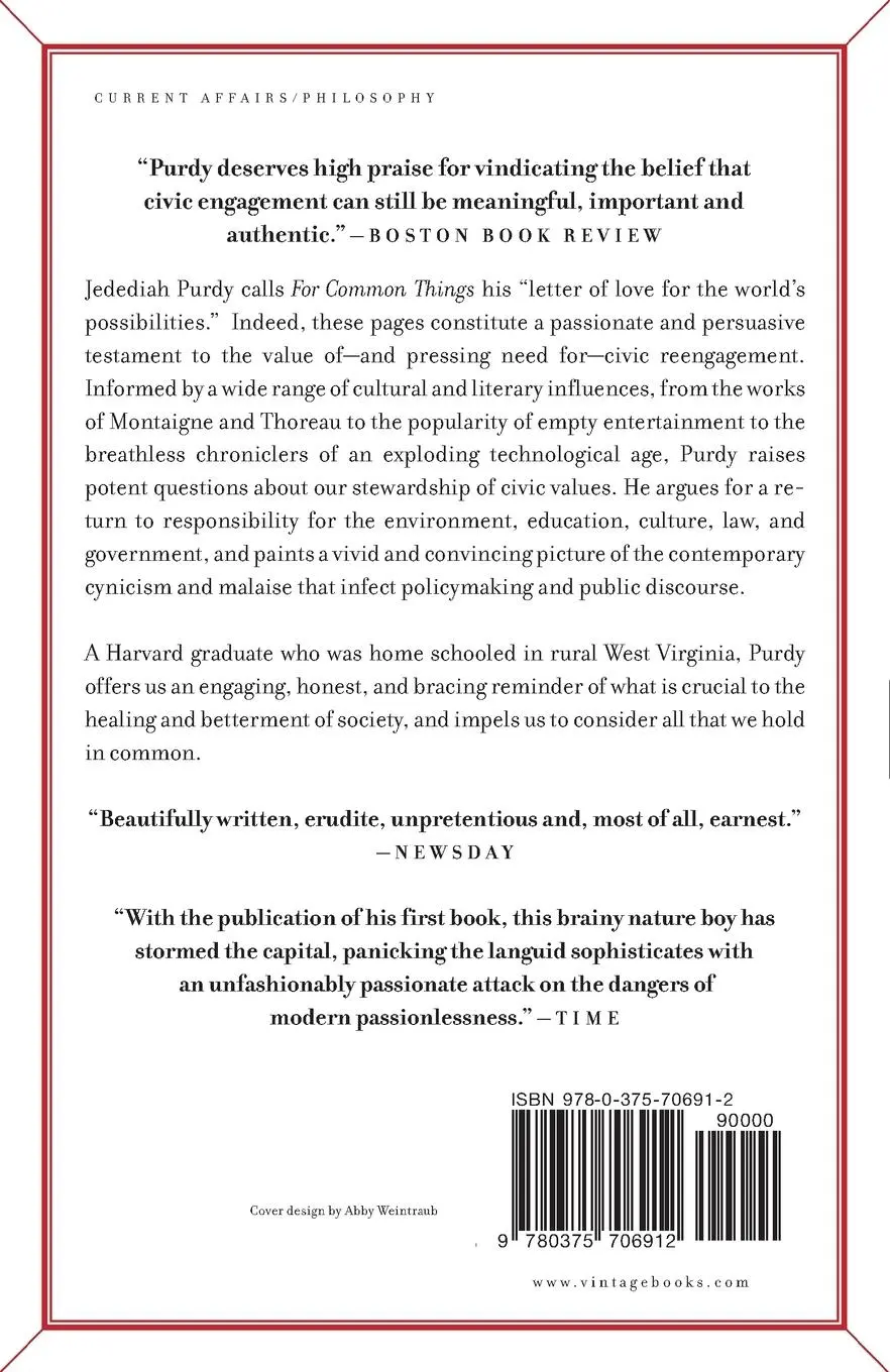 Rückseite: 9780375706912 | For Common Things | Irony, Trust, and Commitment in America Today