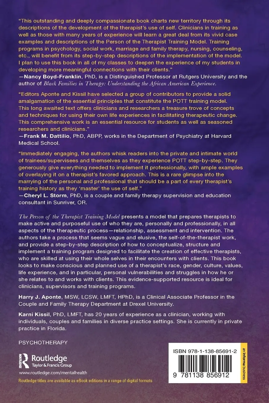 Rückseite: 9781138856912 | The Person of the Therapist Training Model | Mastering the Use of Self