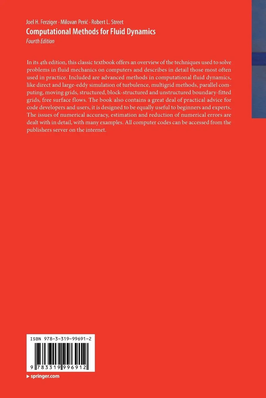 Rückseite: 9783319996912 | Computational Methods for Fluid Dynamics | Joel H. Ferziger (u. a.)
