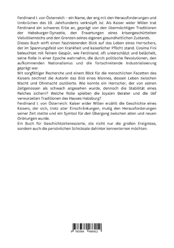 Rückseite: 9783384486912 | Ferdinand I. von Österreich: Kaiser wider Willen | Cosima Fini | Buch