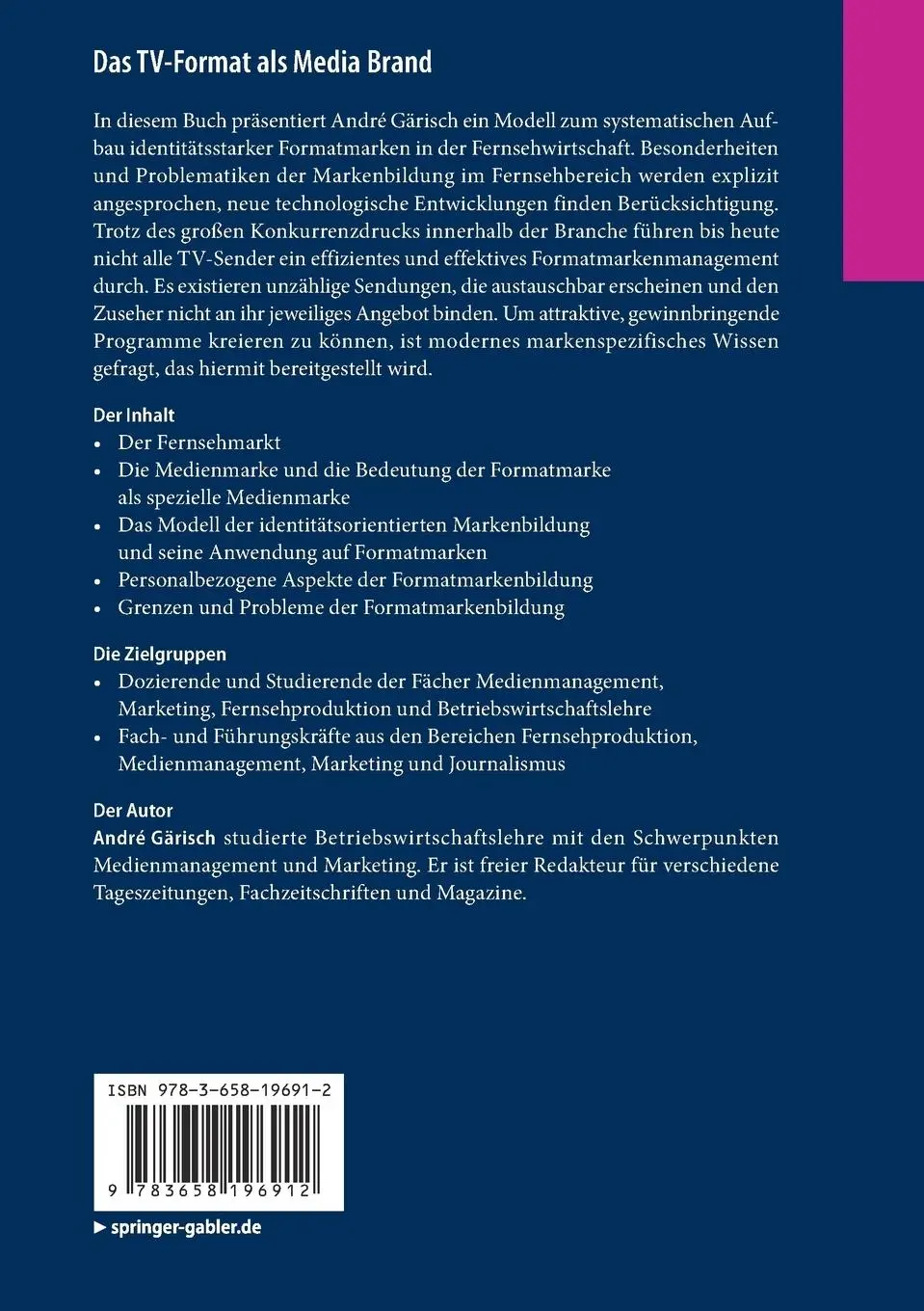 Rückseite: 9783658196912 | Das TV-Format als Media Brand | André Gärisch | Taschenbuch | xii