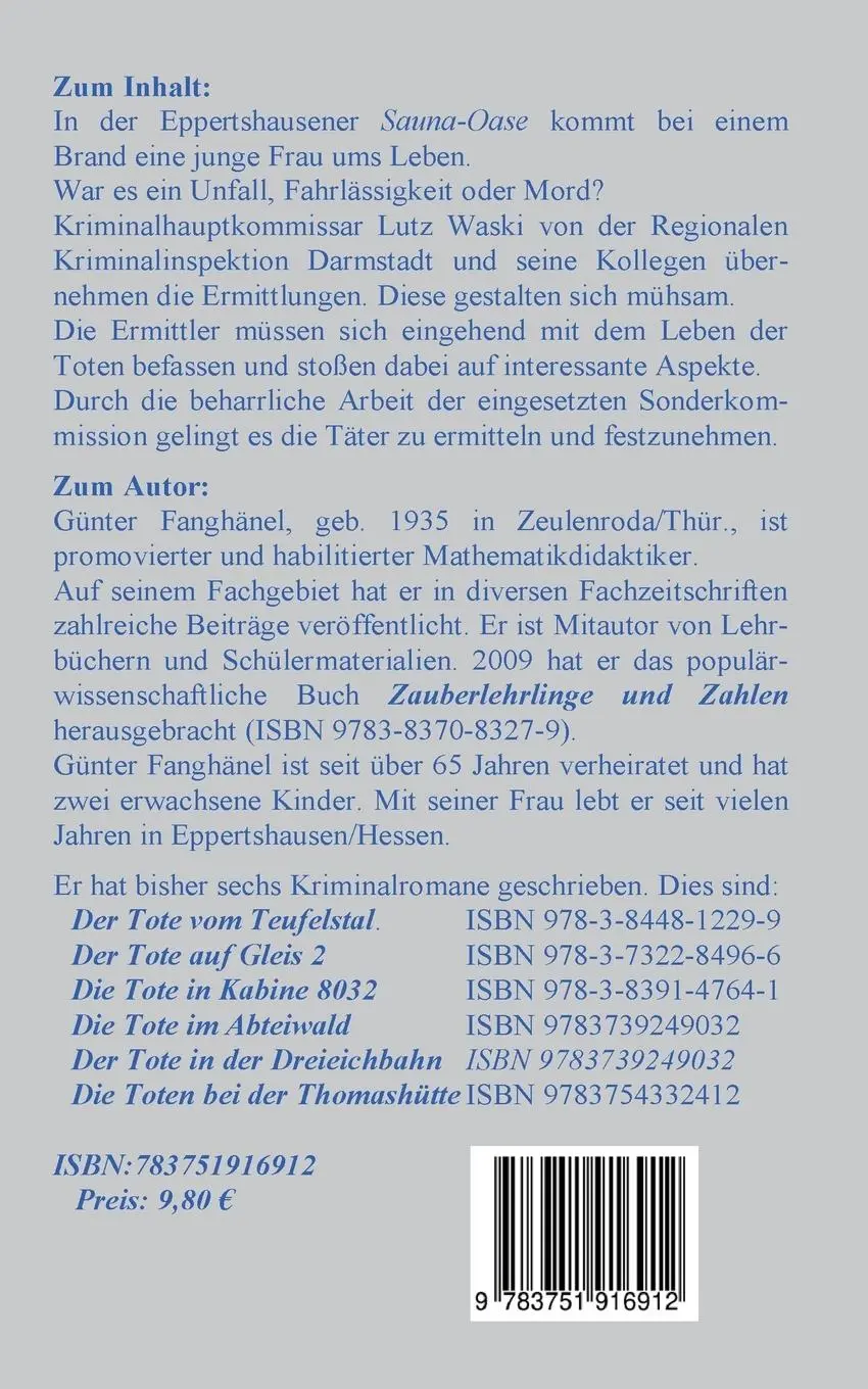 Rückseite: 9783751916912 | Die Tote in der Sauna | Ein Eppertshausen-Krimi | Günter Fanghänel
