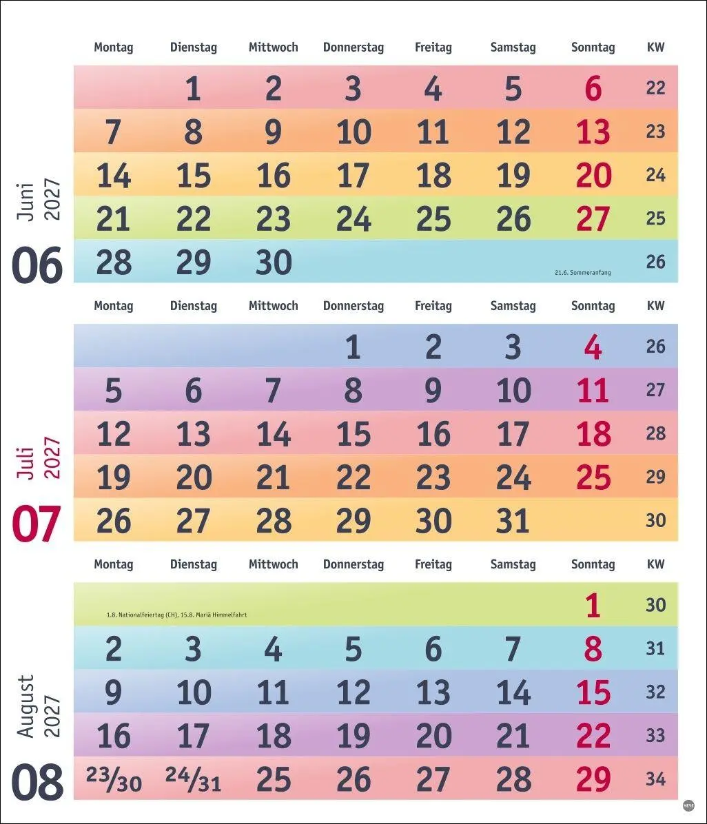 Bild: 9783756416912 | Bunte Wochen 3-Monatsplaner 2027 | Kalender | Bunte Wochen Planer Heye