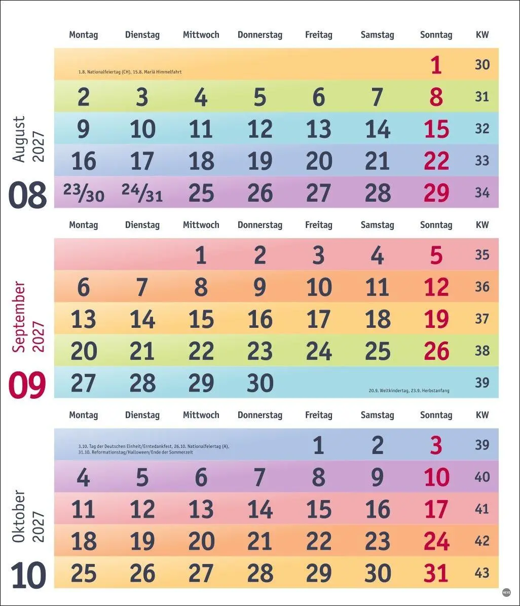 Bild: 9783756416912 | Bunte Wochen 3-Monatsplaner 2027 | Kalender | Bunte Wochen Planer Heye