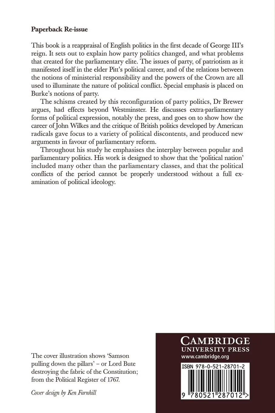 Rückseite: 9780521287012 | Party Ideology and Popular Politics at the Accession of George III