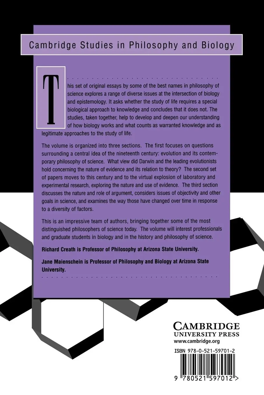 Rückseite: 9780521597012 | Biology and Epistemology | Jane Maienschein (u. a.) | Taschenbuch