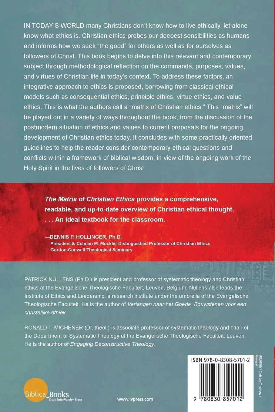 Rückseite: 9780830857012 | The Matrix of Christian Ethics | Patrick Nullens (u. a.) | Taschenbuch