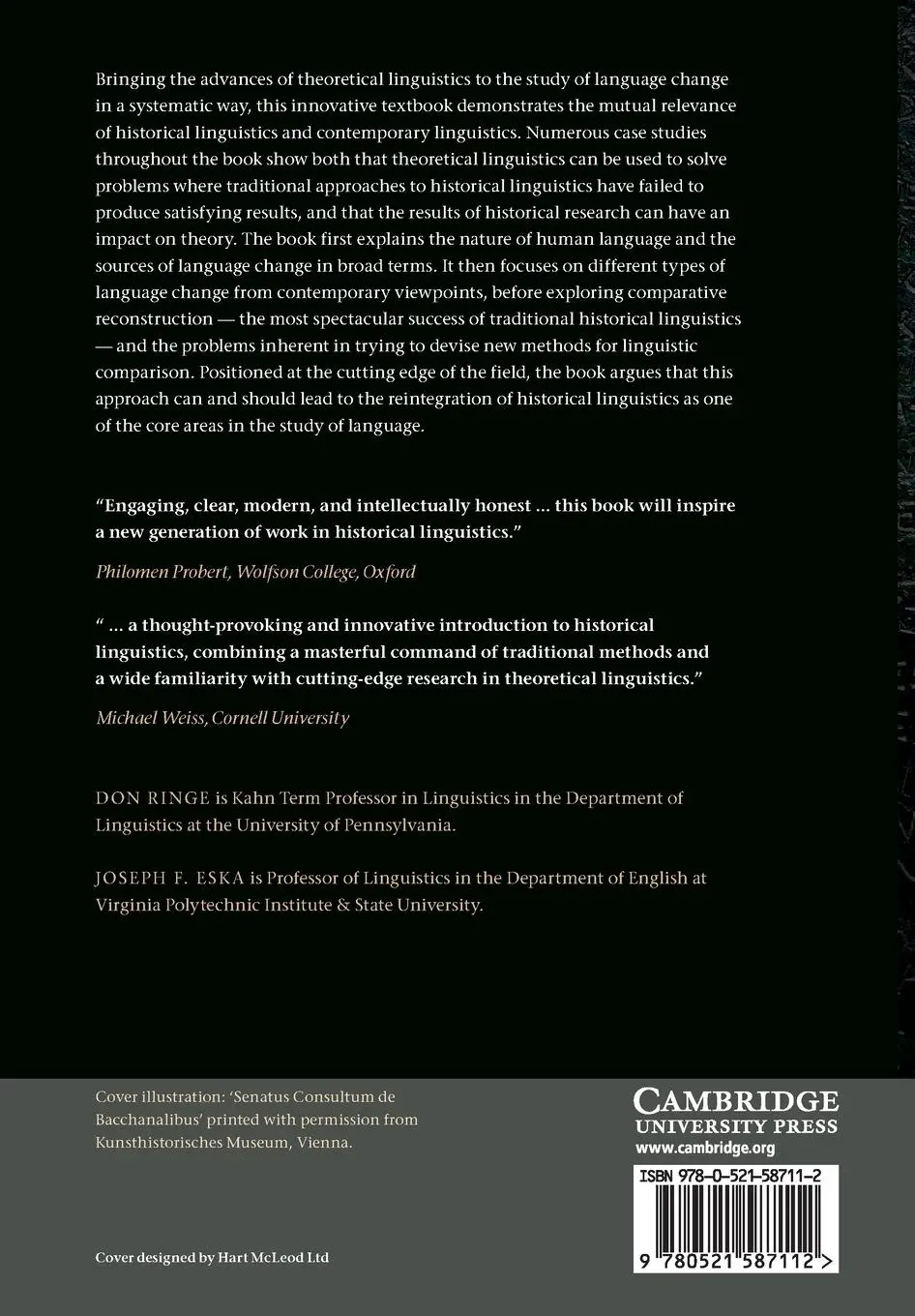 Rückseite: 9780521587112 | Historical Linguistics | Don Ringe (u. a.) | Taschenbuch | Englisch