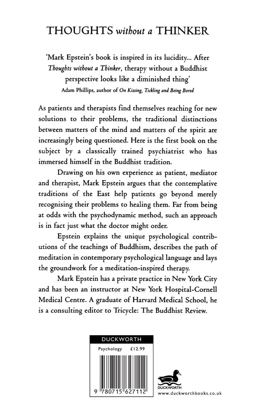 Rückseite: 9780715627112 | Thoughts Without a Thinker | Psychotherapy from a Buddhist Perspective
