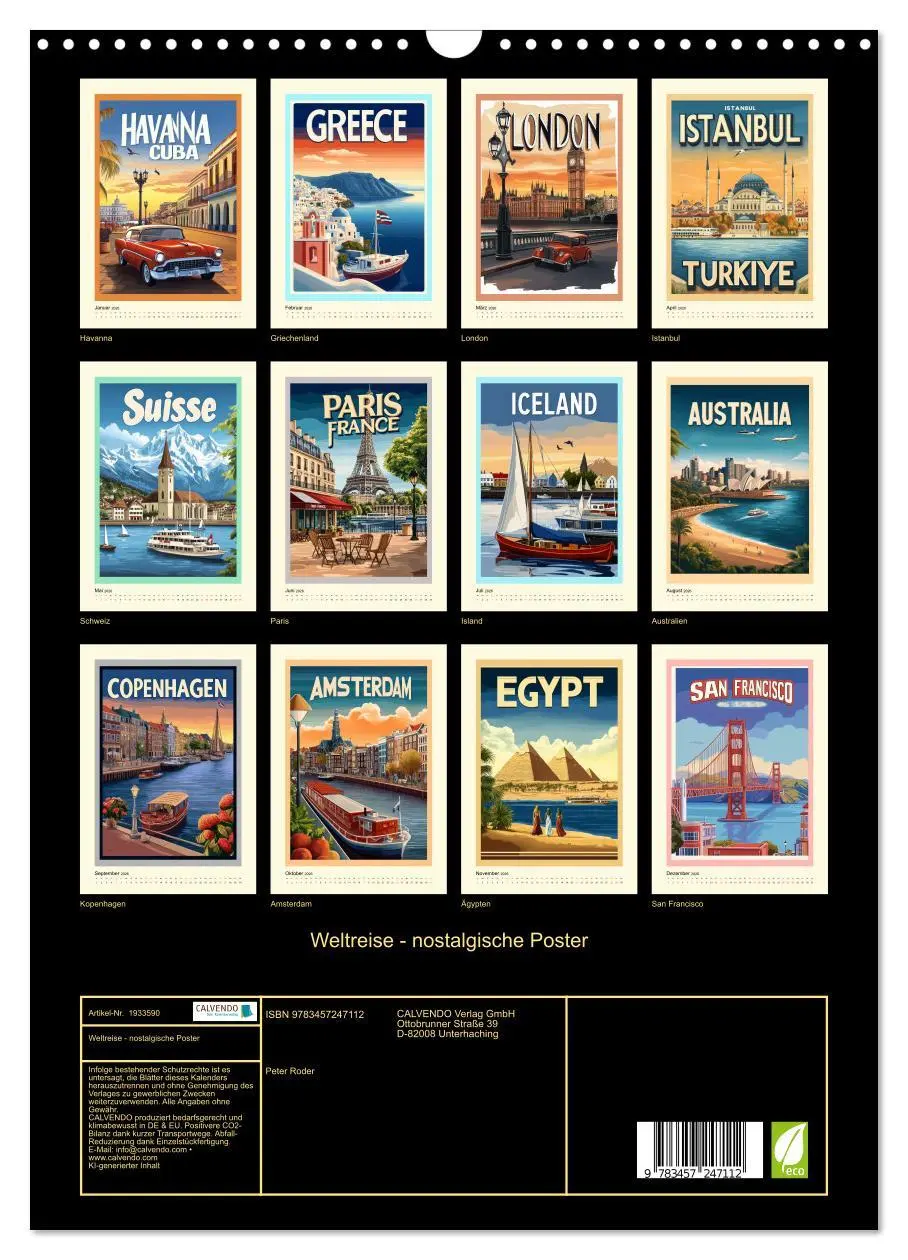 Bild: 9783457247112 | Weltreise - nostalgische Poster (Wandkalender 2026 DIN A3 hoch),...