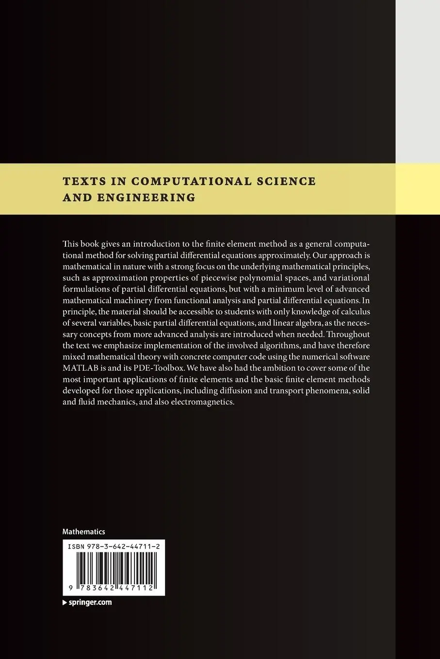 Rückseite: 9783642447112 | The Finite Element Method: Theory, Implementation, and Applications