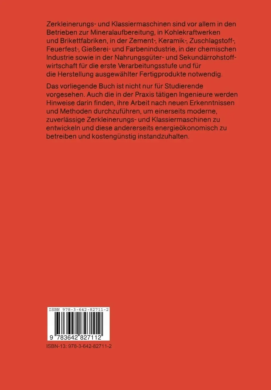 Rückseite: 9783642827112 | Zerkleinerungs- und Klassiermaschinen | Karl Höffl | Taschenbuch