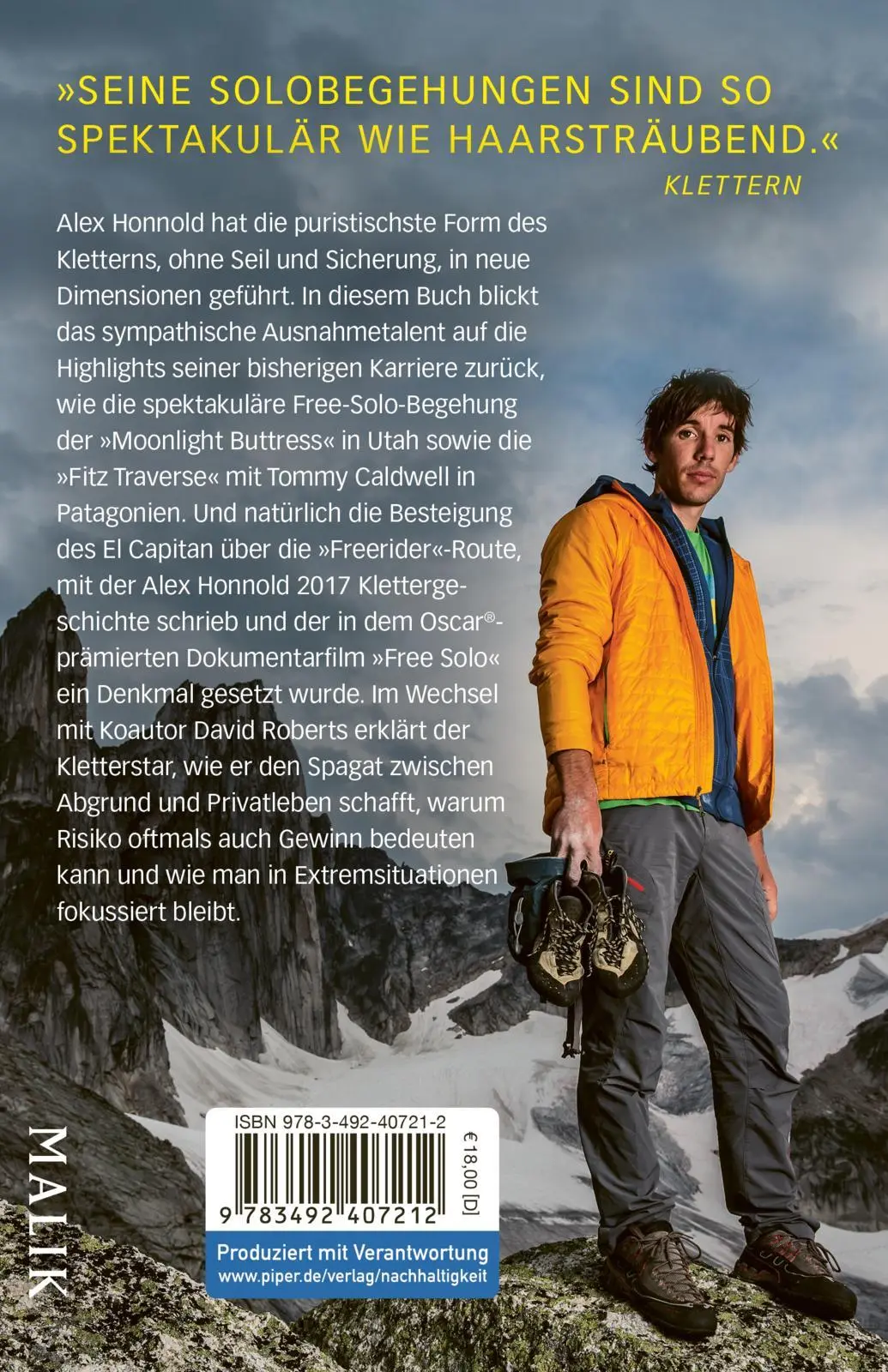 Rückseite: 9783492407212 | Allein in der Wand - Free Solo | Alex Honnold | Taschenbuch | 368 S.