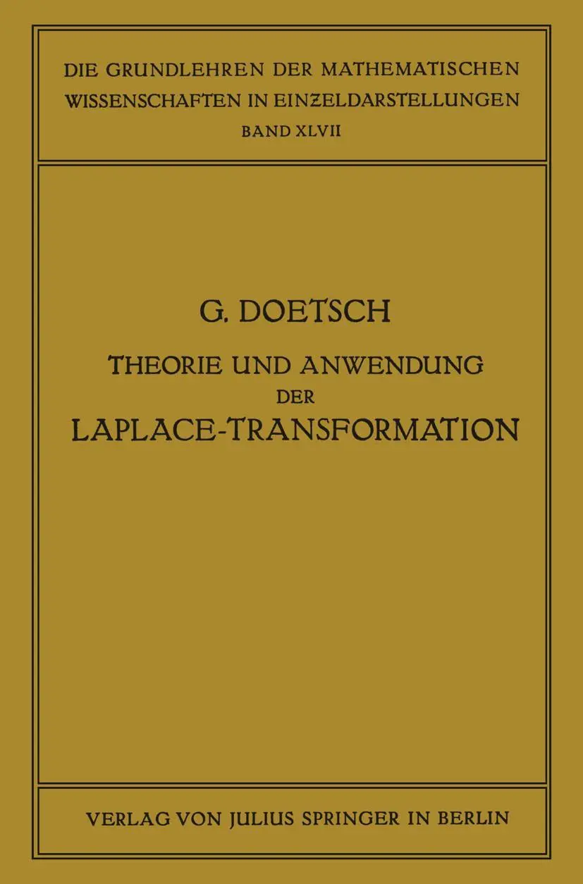 Cover: 9783642987212 | Theorie und Anwendung der Laplace-Transformation | Gustav Doetsch