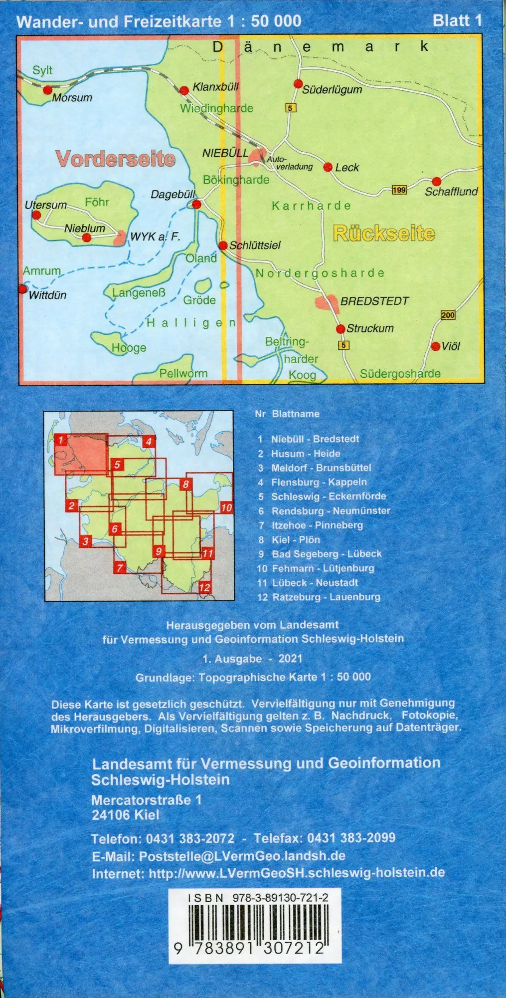 Bild: 9783891307212 | Niebüll - Bredstedt Wander- und Freizeitkarte 1:50 000 | (Land-)Karte