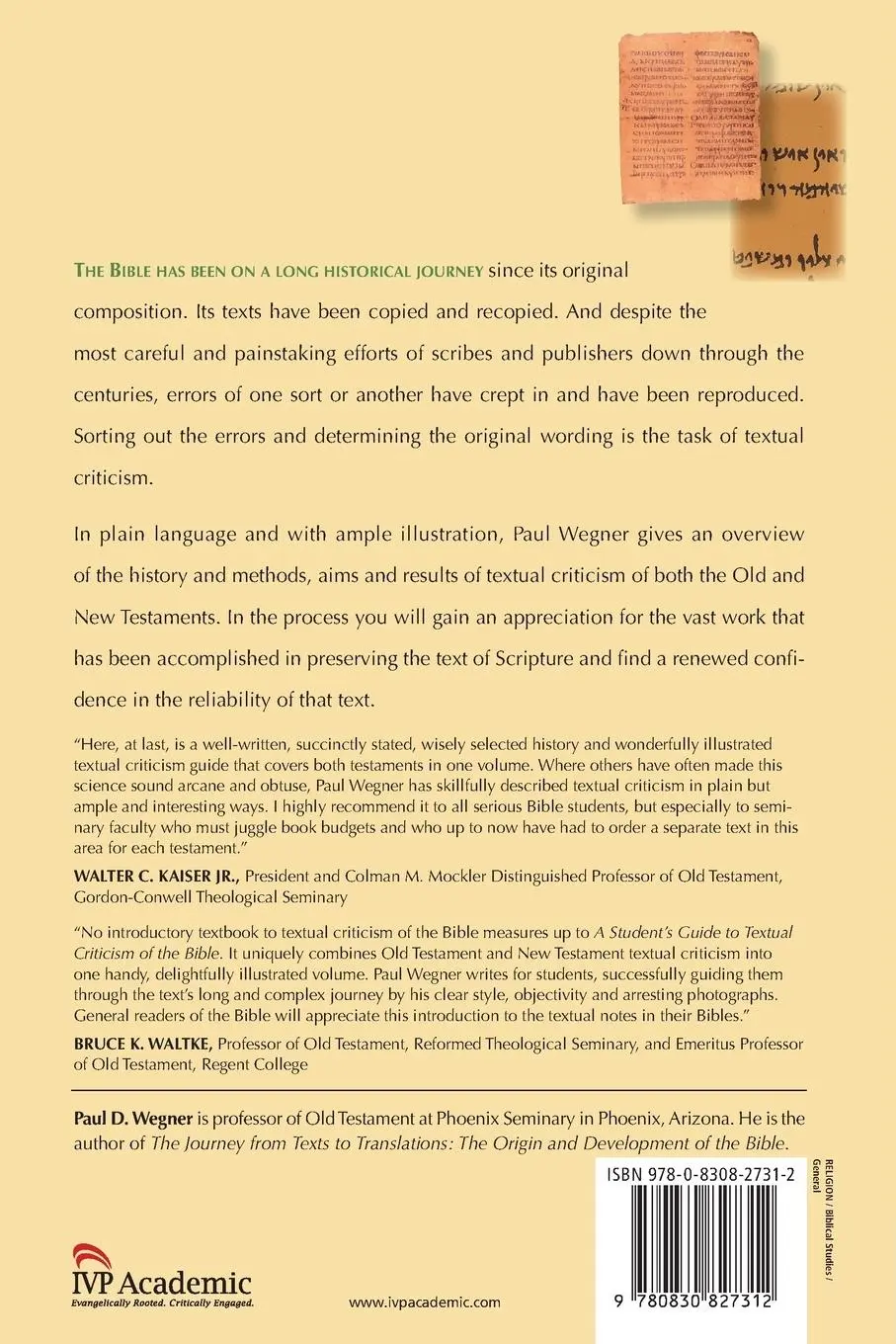 Rückseite: 9780830827312 | A Student's Guide to Textual Criticism of the Bible | Paul D. Wegner