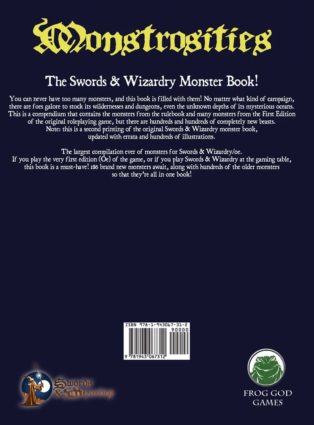 Rückseite: 9781943067312 | Monstrosities | Swords and Wizardry | Matt J Finch (u. a.) | Buch