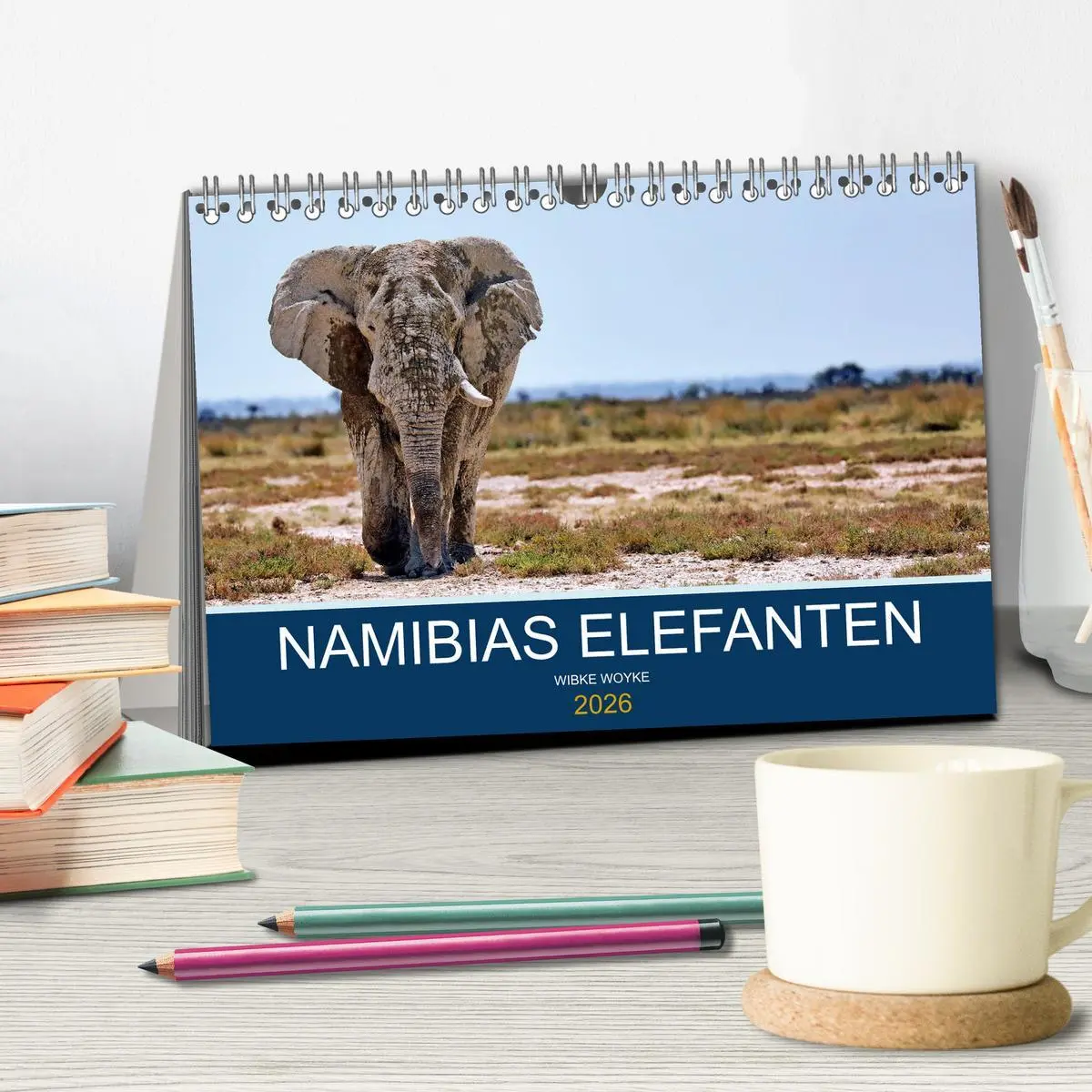 Bild: 9783457777312 | Namibias Elefanten (Tischkalender 2026 DIN A5 quer), CALVENDO...