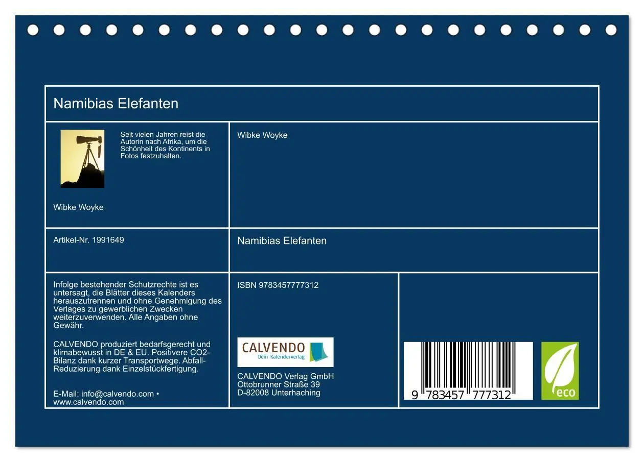 Bild: 9783457777312 | Namibias Elefanten (Tischkalender 2026 DIN A5 quer), CALVENDO...
