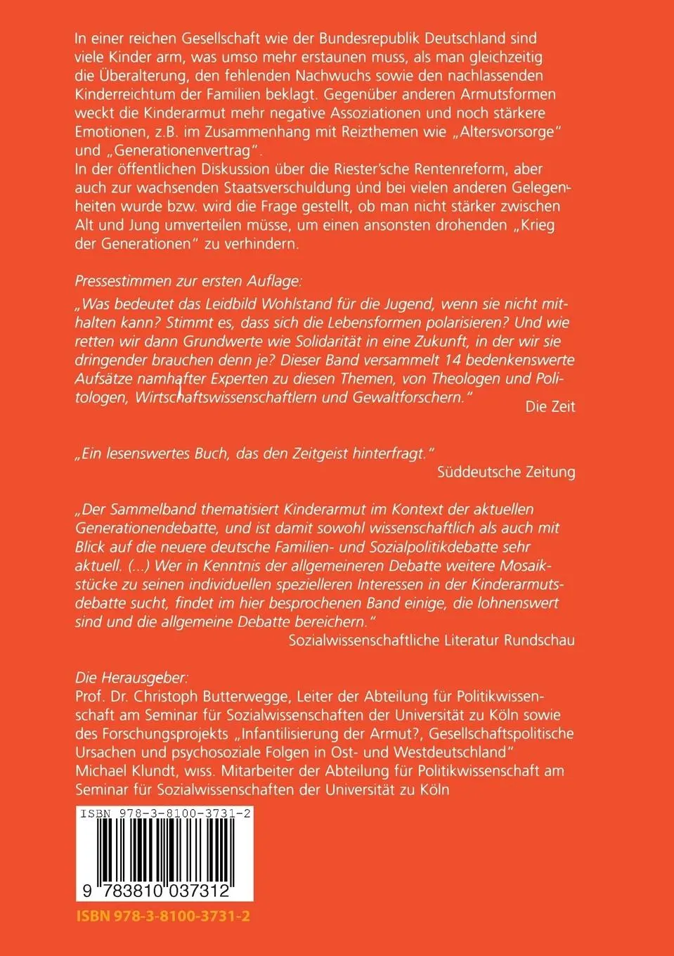 Rückseite: 9783810037312 | Kinderarmut und Generationengerechtigkeit | Michael Klundt (u. a.)