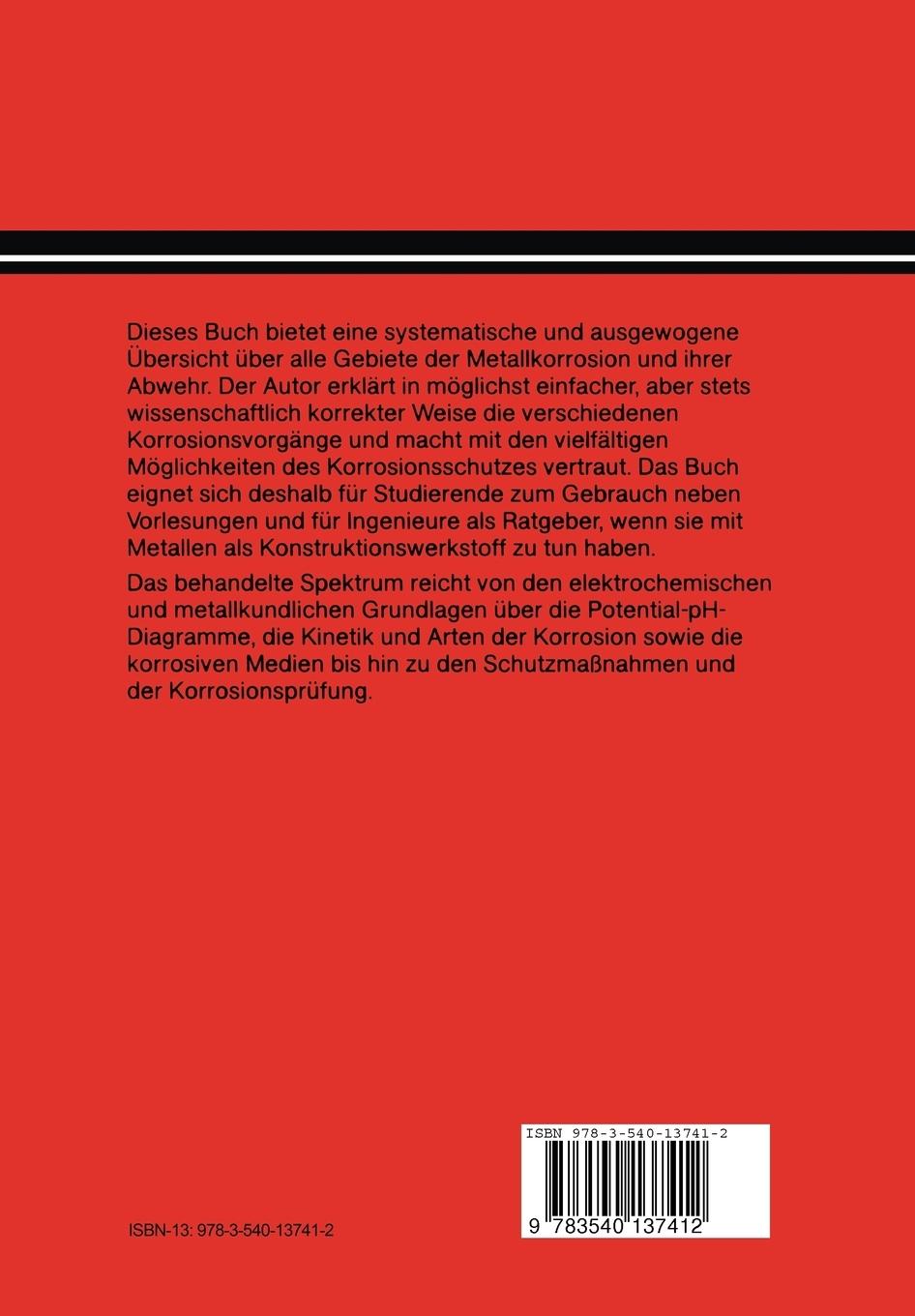Rückseite: 9783540137412 | Korrosion und Korrosionsschutz | G. Wranglen | Taschenbuch | xiv