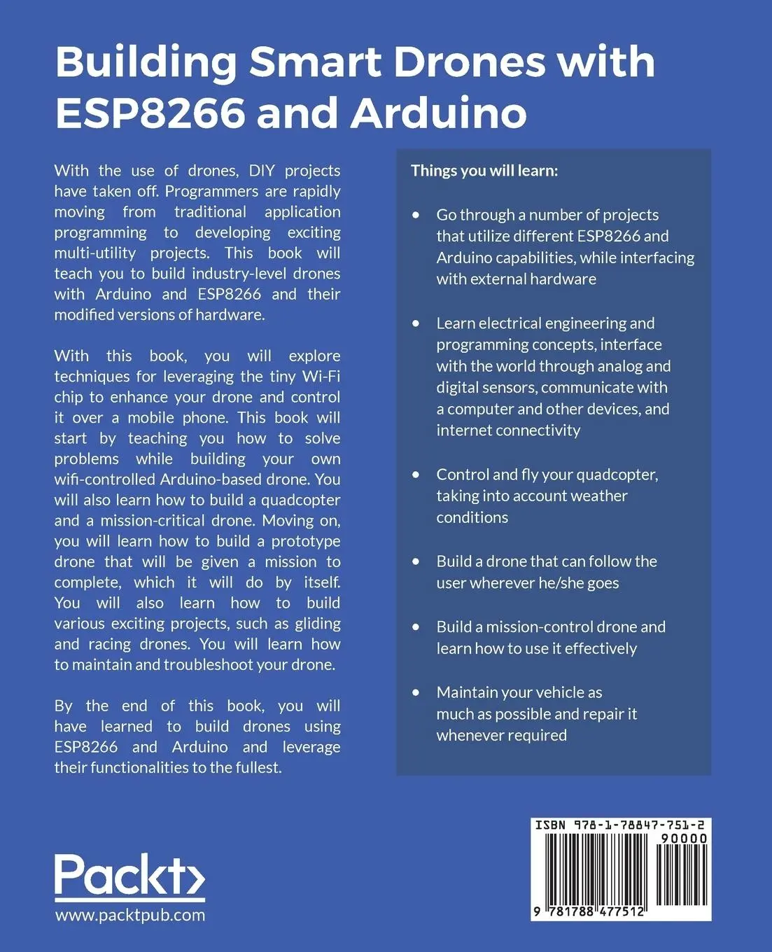 Rückseite: 9781788477512 | Building Smart Drones with ESP8266 and Arduino | Towaha | Taschenbuch